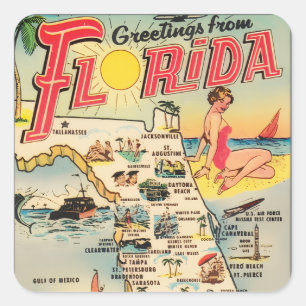 Greetings From Florida Square Sticker
