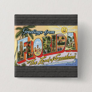 Greetings From Florida "The Land Of Sunshine", Vin 15 Cm Square Badge