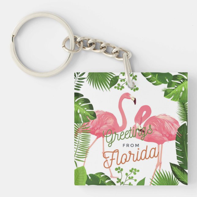 Greetings from Florida, tropical design Key Ring (Front)