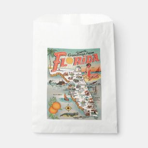 Greetings from Florida Vintage Map Favour Bags
