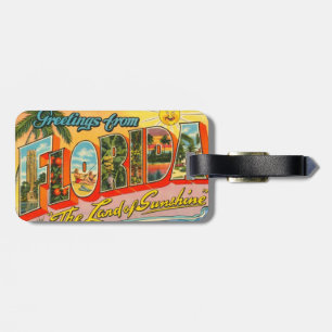 Greetings From Florida Vintage Postcard Luggage Tag