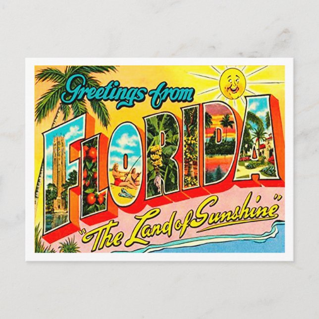 Greetings from Florida Vintage Travel Postcard (Front)
