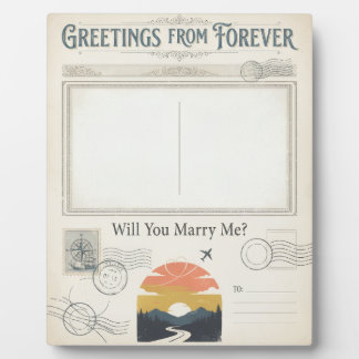 Greetings From Forever Vintage Marriage Proposal Plaque