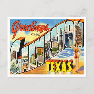 Greetings from Galveston, Texas Vintage Travel Postcard