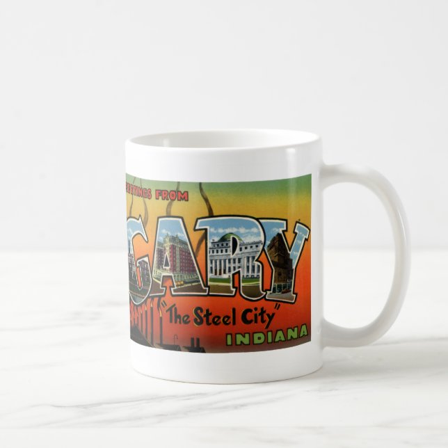 Greetings from Gary Indiana Vintage Postcard Mug (Right)