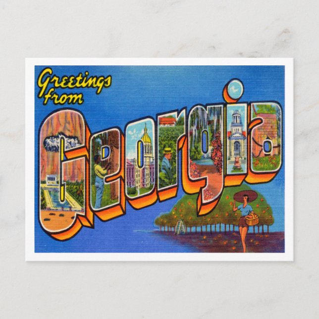 Greetings from Georgia Vintage Travel Postcard (Front)