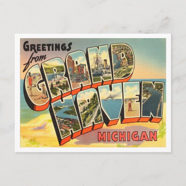 Greetings from Grand Haven, Michigan Travel Postcard (Front)