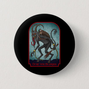 Greetings From Gruss Vom Krampus Christmas Festive 6 Cm Round Badge