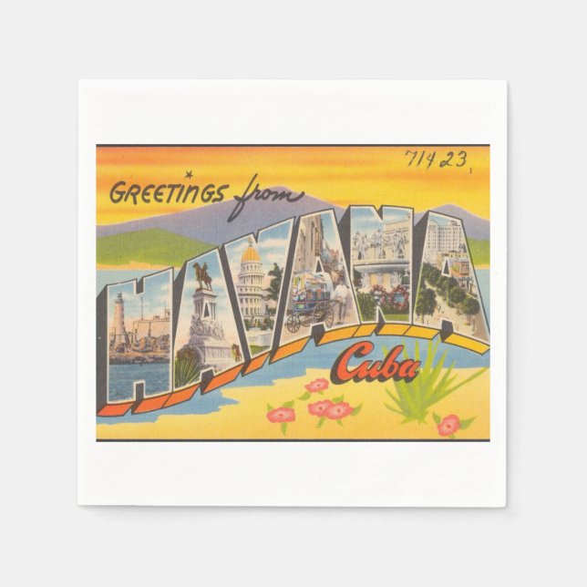 Greetings From Havana Cuba Napkin (Front)