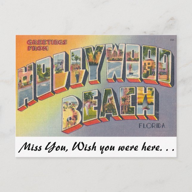 Greetings from Hollywood Beach, Florida Postcard (Front)