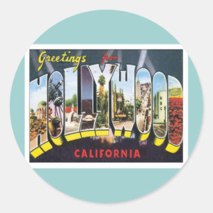 Greetings From Hollywood California Classic Round Sticker
