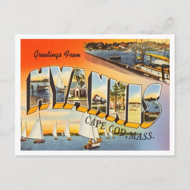 Greetings from Hyannis, Cape Cod, Massachusetts Postcard (Front)