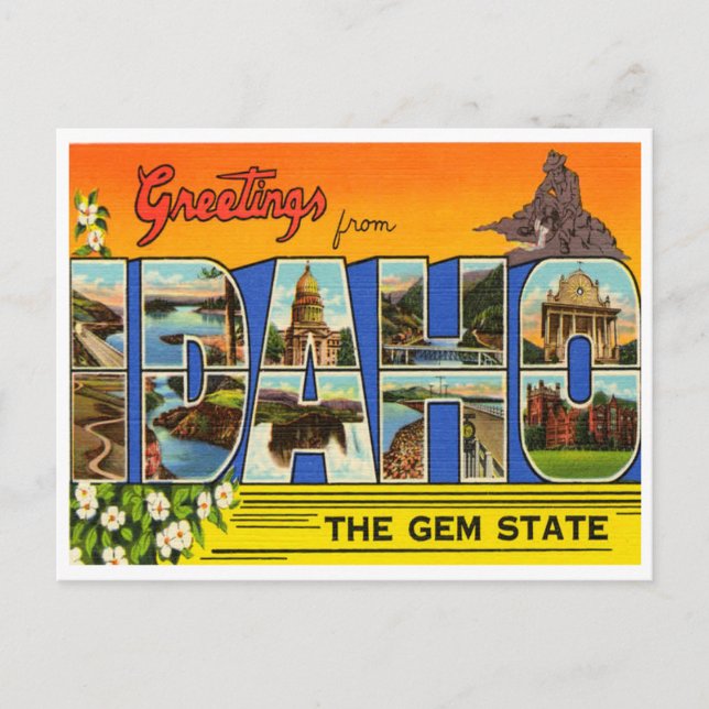 Greetings from Idaho, The Gem State Postcard (Front)
