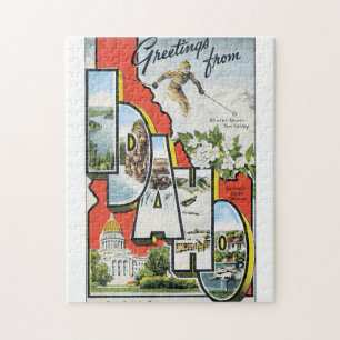 Greetings from Idaho Vintage Travel Poster Artwork Jigsaw Puzzle