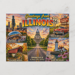 Greetings From Illnois Postcard
