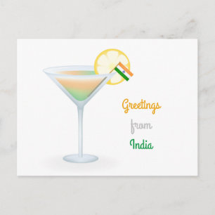 Greetings From India Cocktail Flag Holiday Card