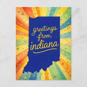 Greetings from Indiana Colorful Postcard