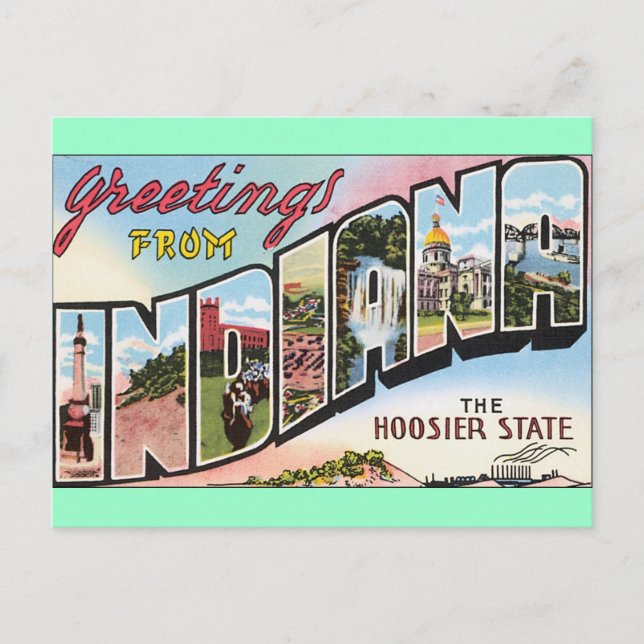 Greetings From Indiana ! Postcard (Front)