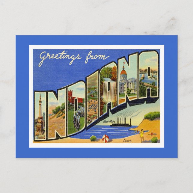 Greetings From Indiana Postcard (Front)