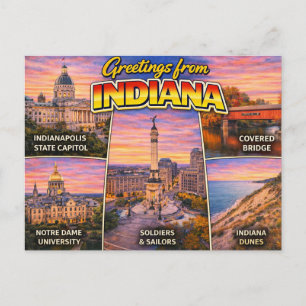 Greetings From Indiana Postcard