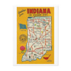 Greetings from Indiana Vintage Map Postcard