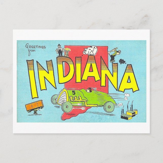 Greetings from Indiana Vintage Postcard (Front)