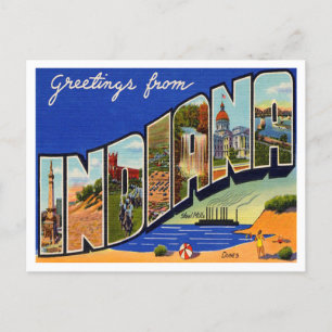 Greetings from Indiana Vintage Travel Postcard