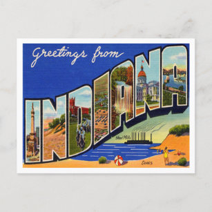 Greetings from Indiana Vintage Travel Postcard