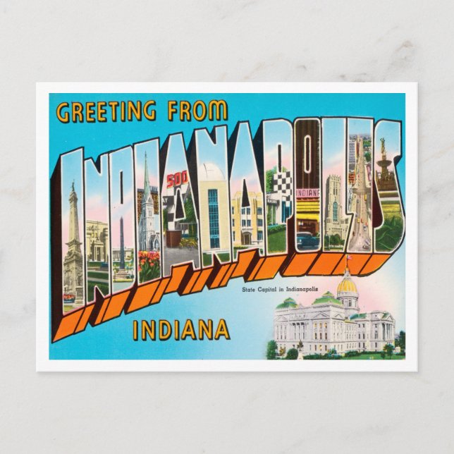 Greetings from Indianapolis, Indiana Travel Postcard (Front)