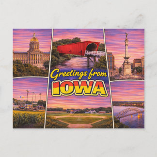 Greetings From Iowa Postcard