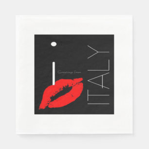 Greetings from Italy Italian Red Lipstick Kiss Napkin