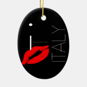 Greetings from Italy Red Lipstick Love Kiss Ceramic Tree Decoration