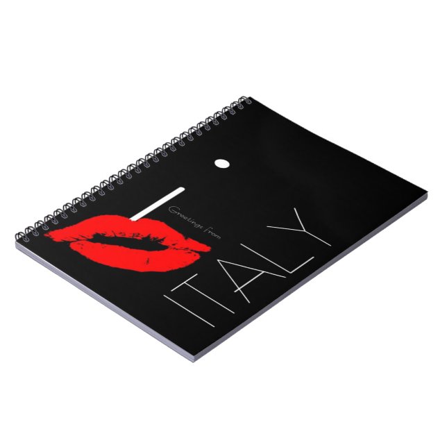 Greetings from Italy Red Lipstick Love Kiss Notebook (Left Side)