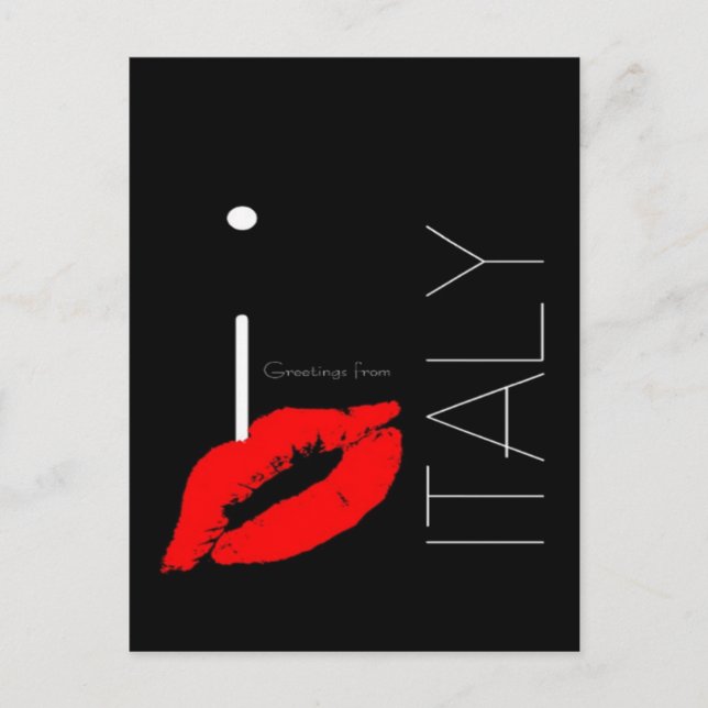 Greetings from Italy Red Lipstick Love Kiss Postcard (Front)