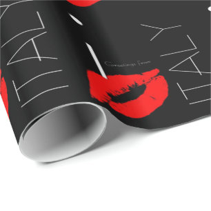 Greetings from Italy Red Lipstick Love Kiss Wrapping Paper