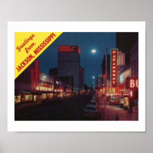 Greetings from Jackson MS, Vintage Poster