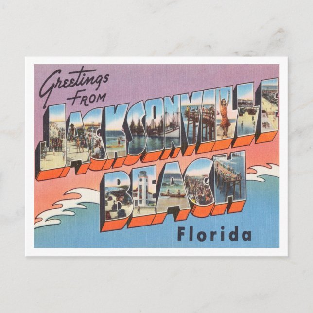 Greetings from Jacksonville Beach, Florida Travel Postcard (Front)