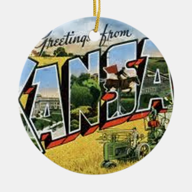 Greetings from Kansas Ceramic Tree Decoration (Front)