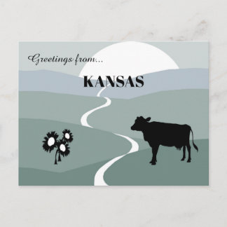 Greetings From Kansas Tranquil Green Shades Postcard