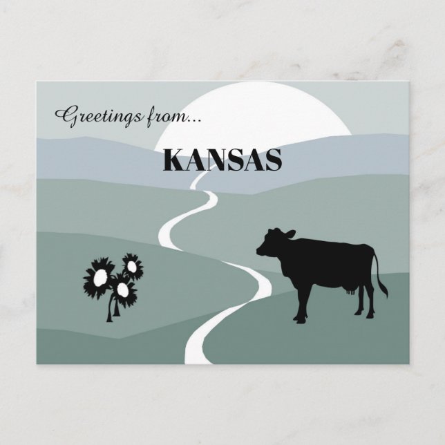 Greetings From Kansas Tranquil Green Shades  Postcard (Front)