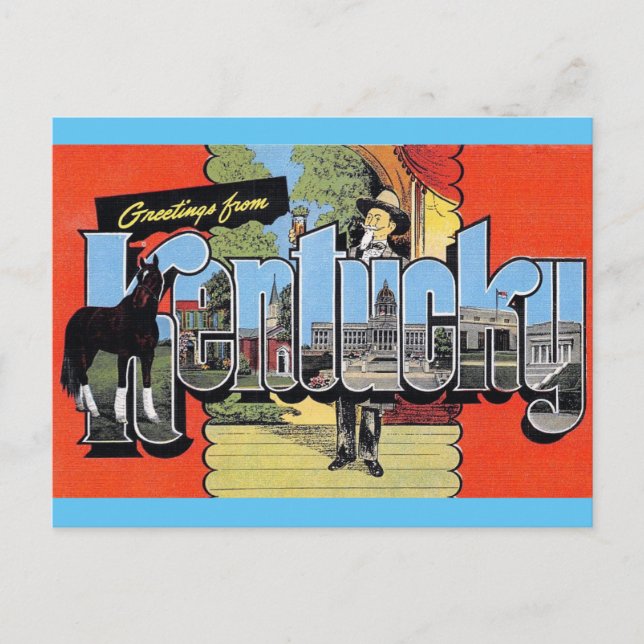 Greetings from Kentucky Vintage Travel Postcard (Front)