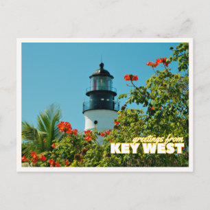 Greetings from Key West Florida Retro Lighthouse Postcard
