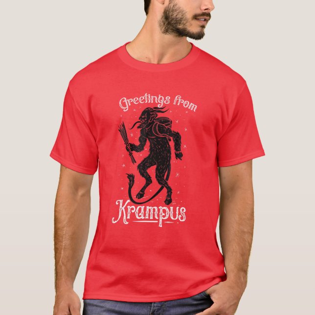 Greetings From Krampus, Fun Pre-Germanic Paganism T-Shirt (Front)