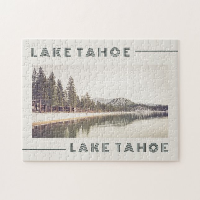Greetings from Lake Tahoe Retro Style Postcard Jigsaw Puzzle (Horizontal)