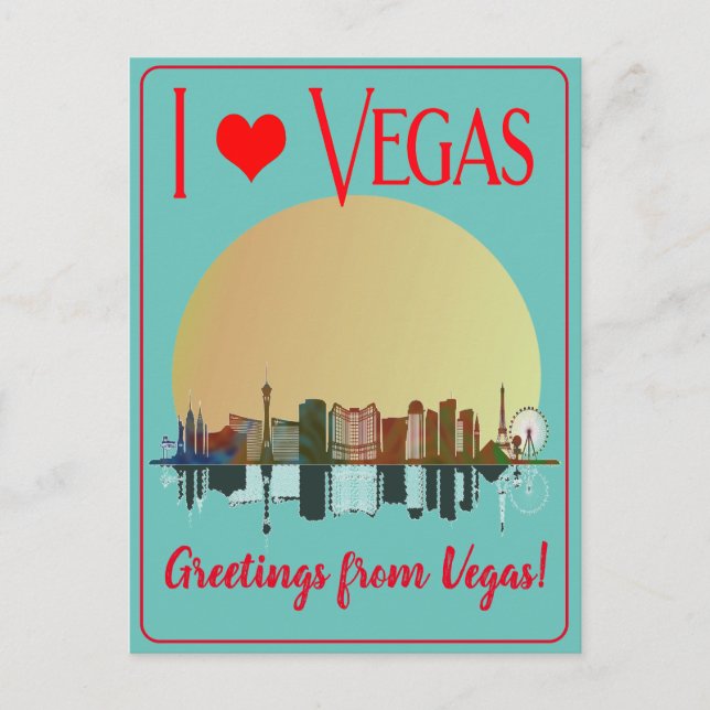 Greetings from Las Vegas Skyline Sunrise Souvenir Holiday Postcard (Front)