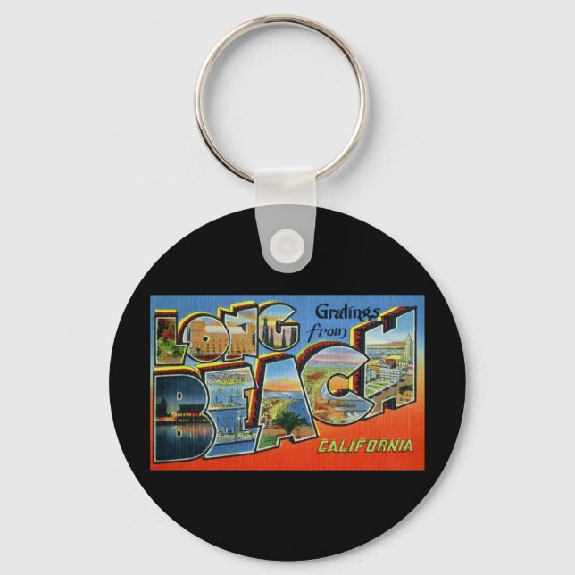Greetings from Long Beach California Key Ring (Front)