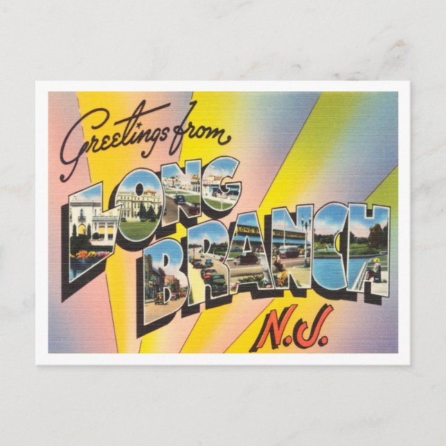 Greetings from Long Branch, New Jersey Travel Postcard (Front)