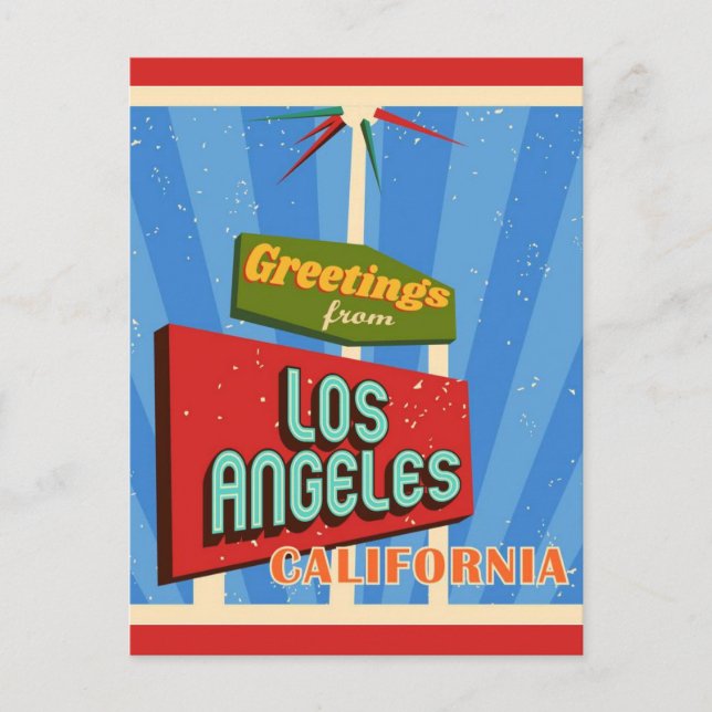 Greetings From Los Angeles California Retro  Postcard (Front)