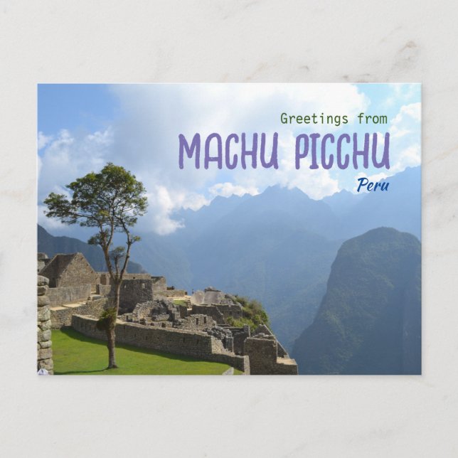 Greetings from Machu Picchu Peru   Postcard (Front)