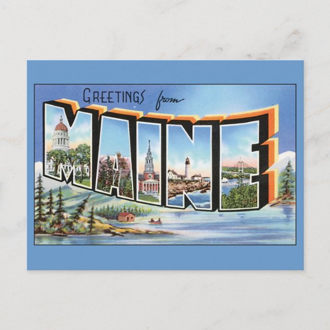 Greetings From Maine Postcard (Front)